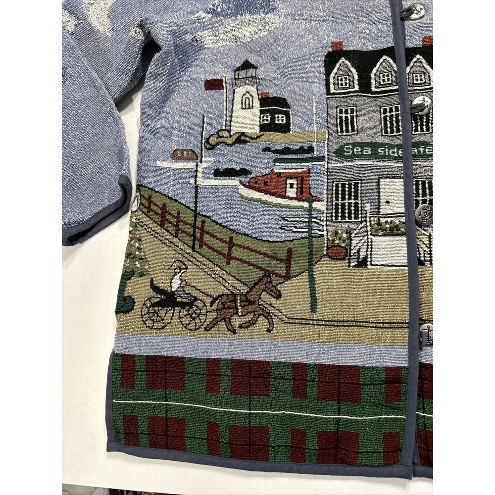 Blair Art-to-Wear Tapestry East Coast Seaside Beach Coat Jacket Nautical XL EC - Picture 3 of 15